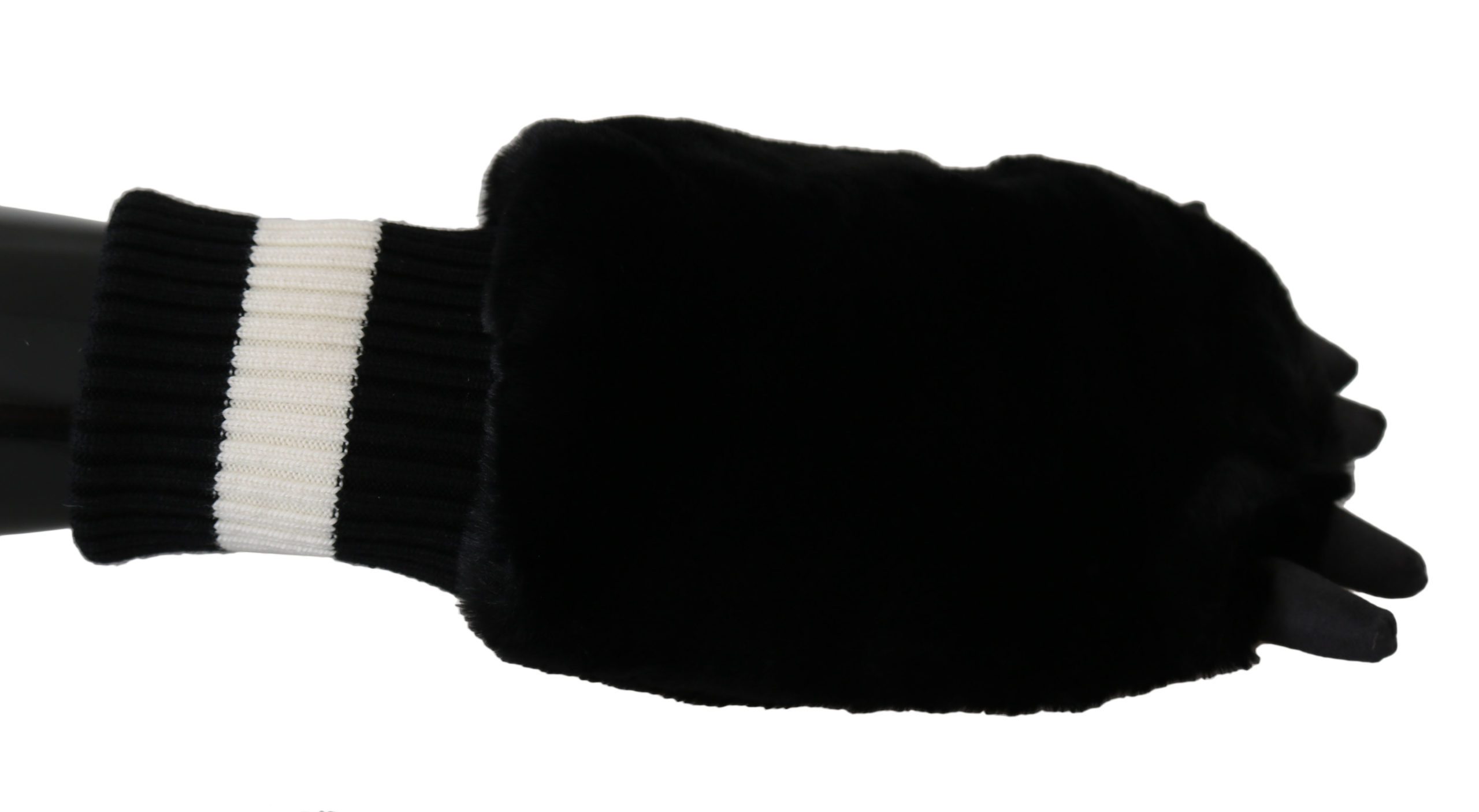 Dolce & Gabbana Women's Paw Fur Knitted Elastic Gloves Black LB1022 - 8.5|L