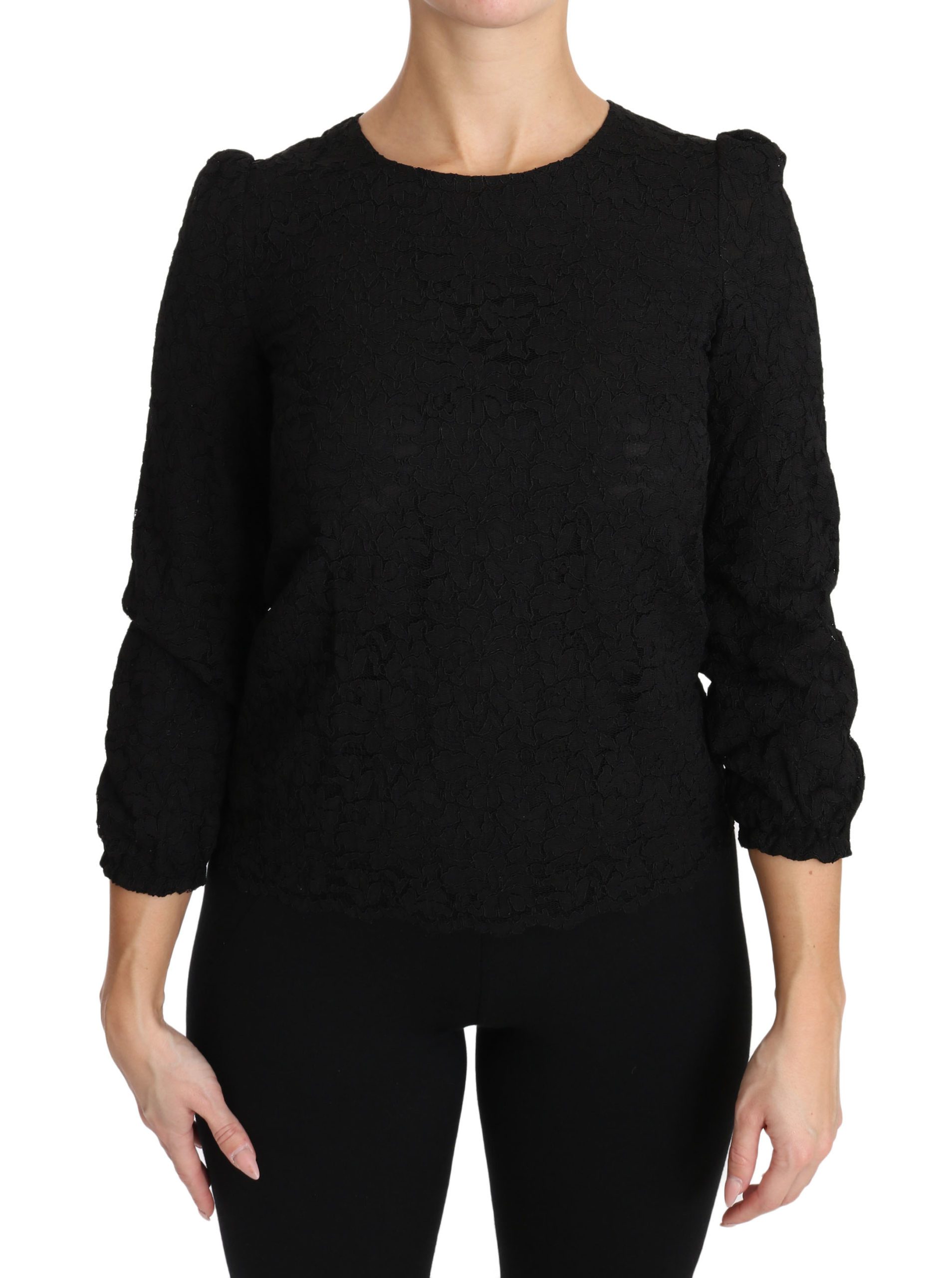 Dolce & Gabbana Women's Floral Lace Zipper Top Black TSH3029 - IT36 | XS