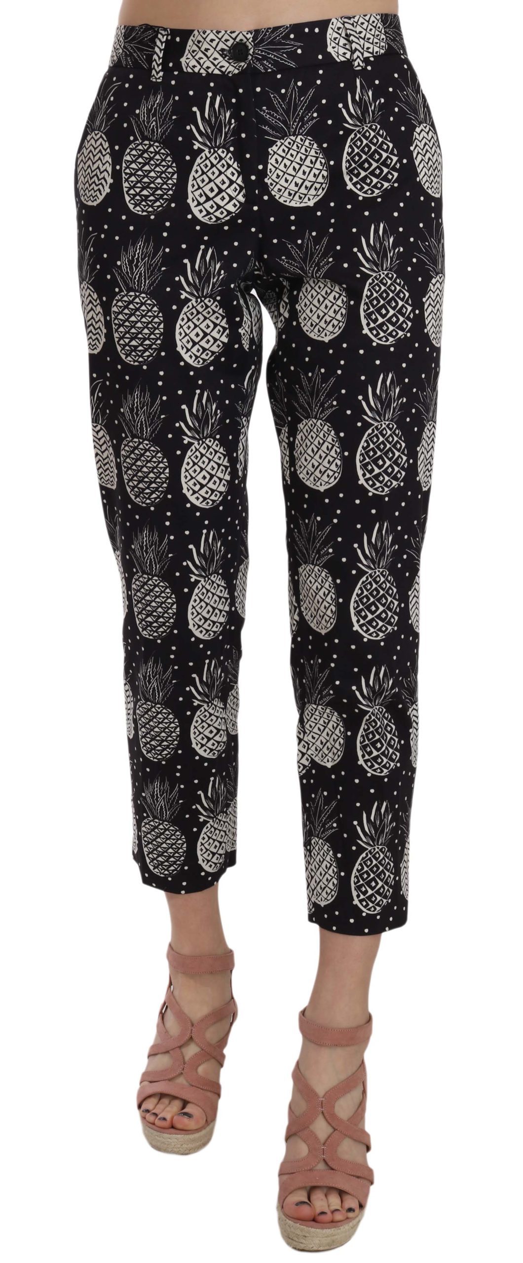 Dolce & Gabbana Women's Pineapple Print Capri Trouser Black PAN70008 - IT42|M