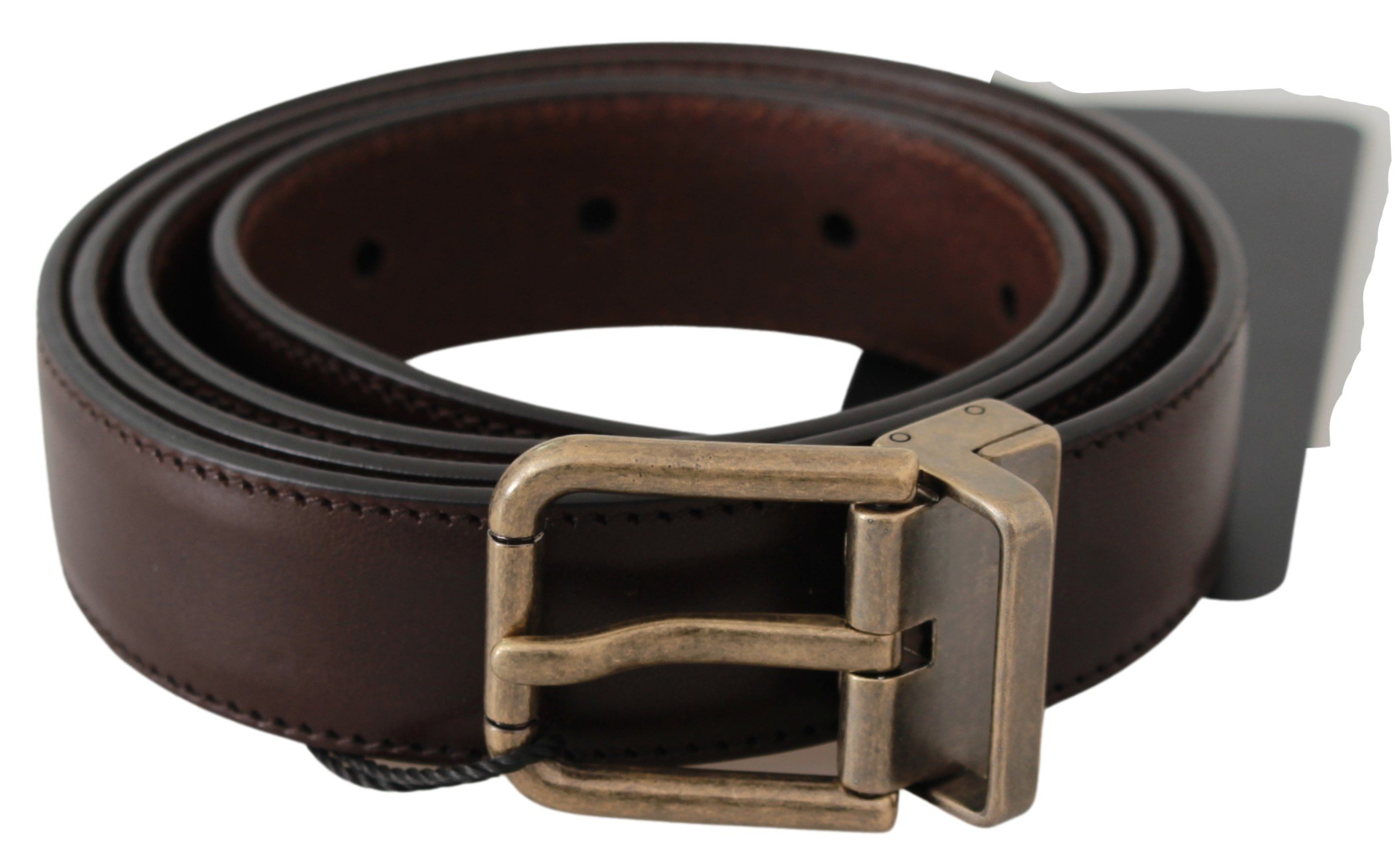 Dolce & Gabbana Men's Leather Gold Buckle Mens Belt Brown BEL60633 - 100 cm / 40 Inches