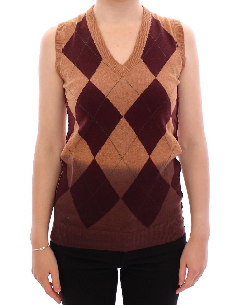 Dolce & Gabbana Women's Wool Blend Sleeveless Vest Sweater Brown MOM11153 - S