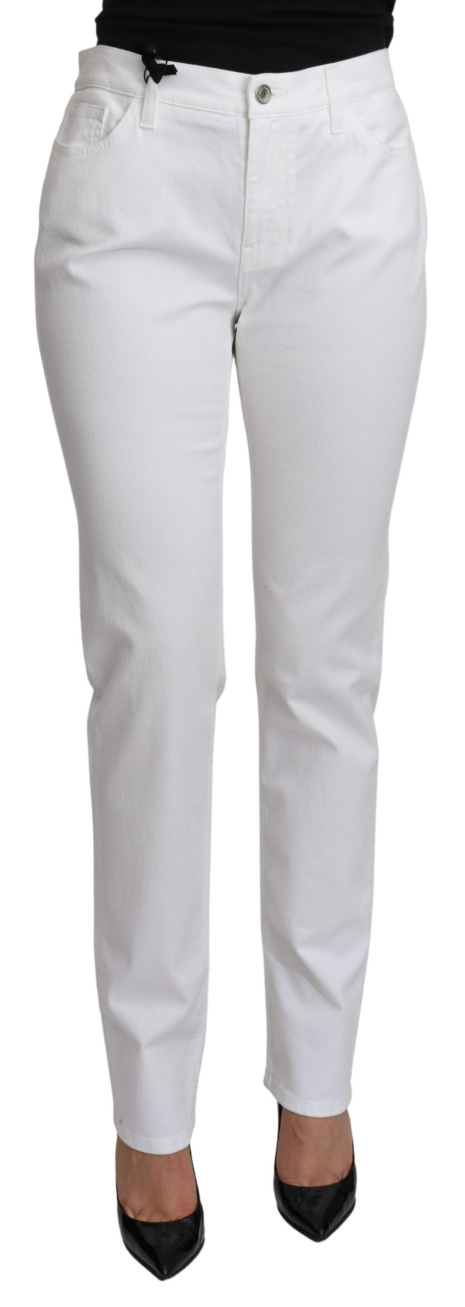 Dolce & Gabbana Women's Mid Waist Denim Cotton Jeans White PAN71119 - IT48|XXL