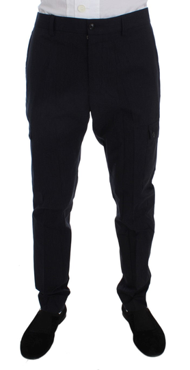 Gray Striped Regular Fit Cotton Pants - IT50 | L
