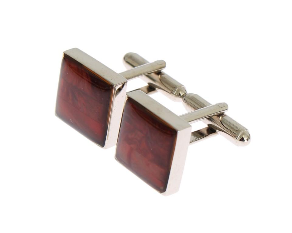 Dolce & Gabbana Men's Brass Square Stone Cufflinks Silver SIG31507