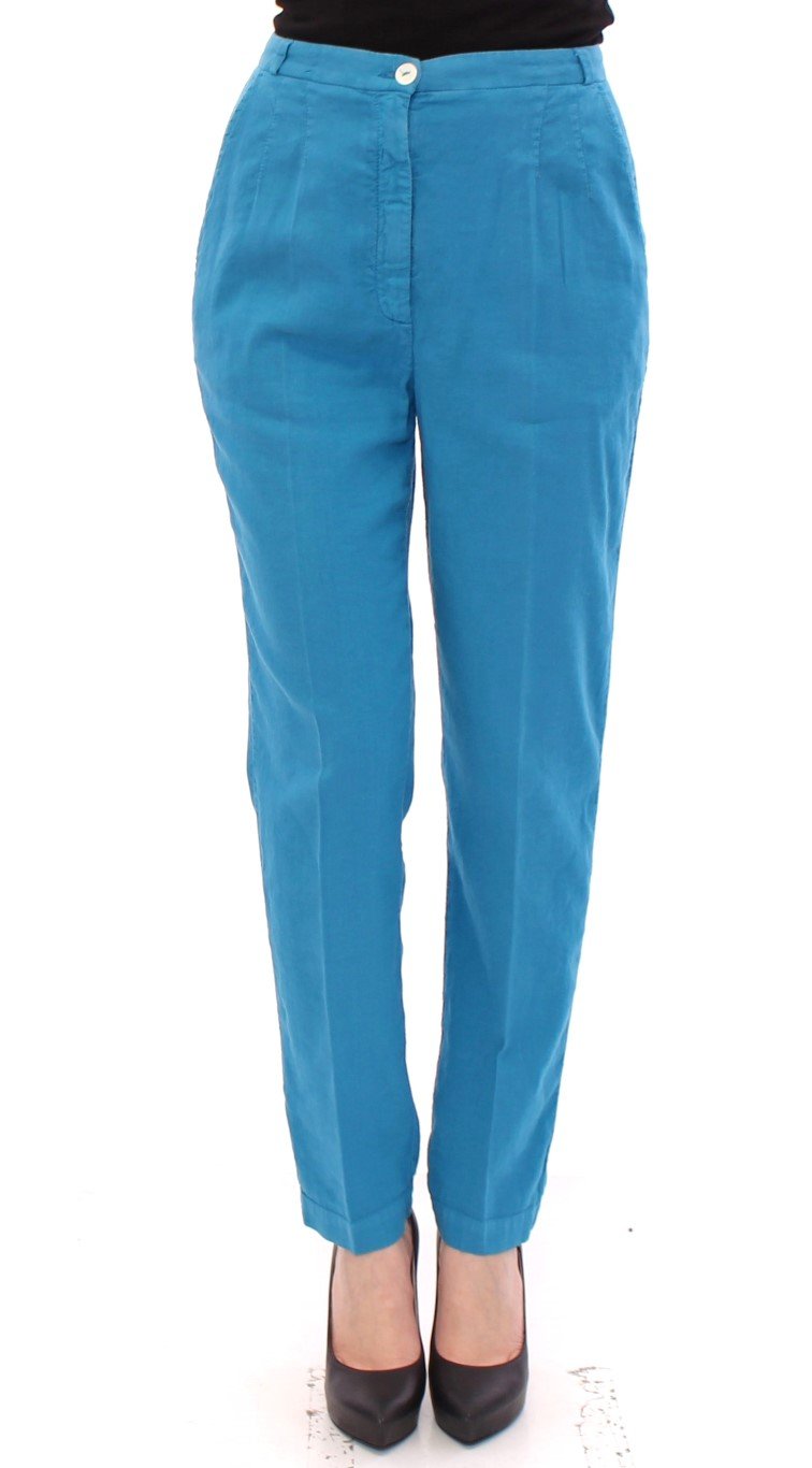 Dolce & Gabbana Women's Cotton Logo Thin Casual Trouser Blue GSS10300 - IT40|S