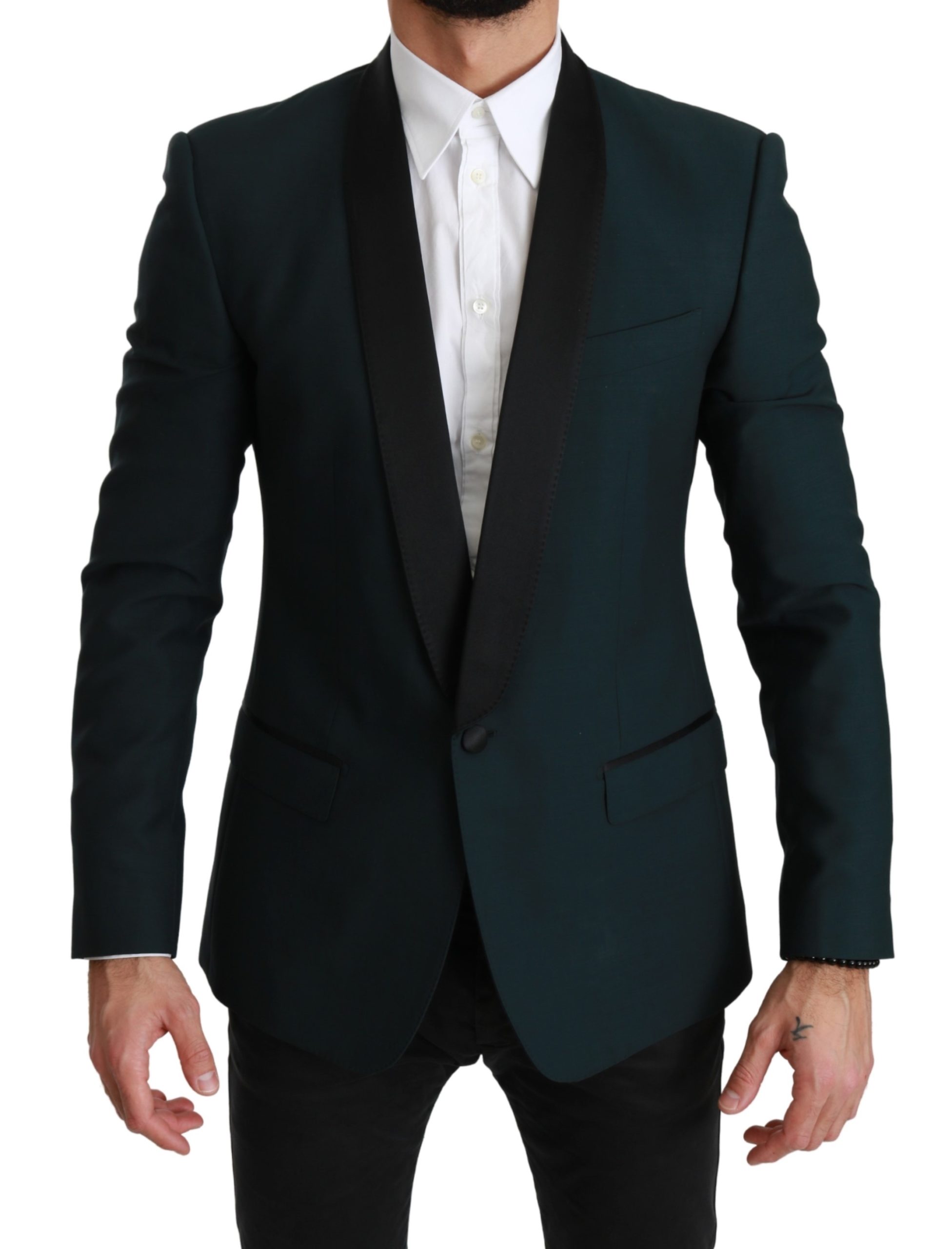 Dolce & Gabbana Men's Wool MARTINI Logo Blazer Green JKT2606 - IT48 | M