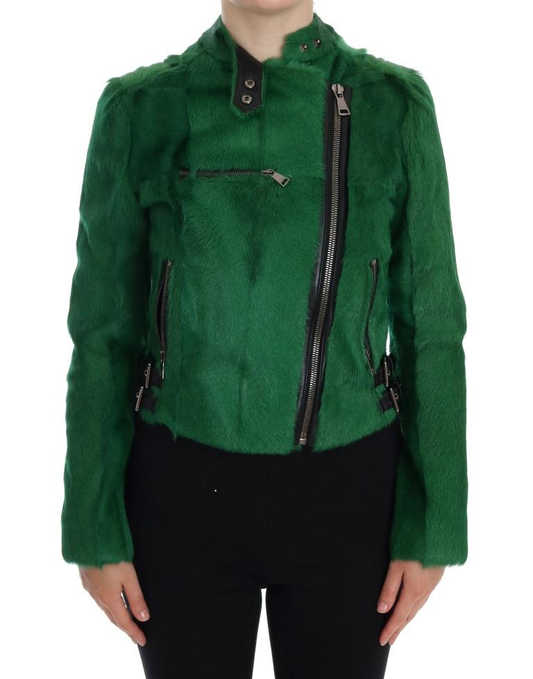 Dolce & Gabbana Women's Lamb Goat Fur Jacket Green JKT1008 - IT40|S