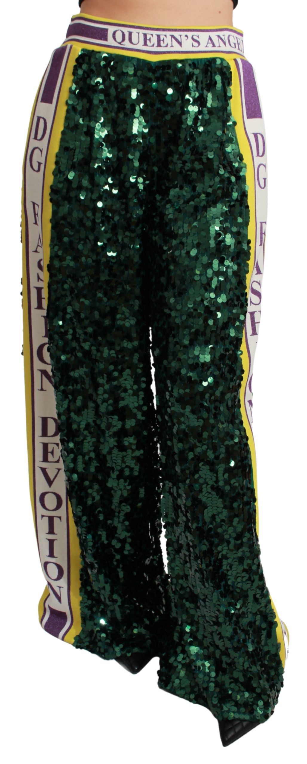 Dolce & Gabbana Women's Sequin Queens Angel Trouser Green PAN71051 - IT36 | XS