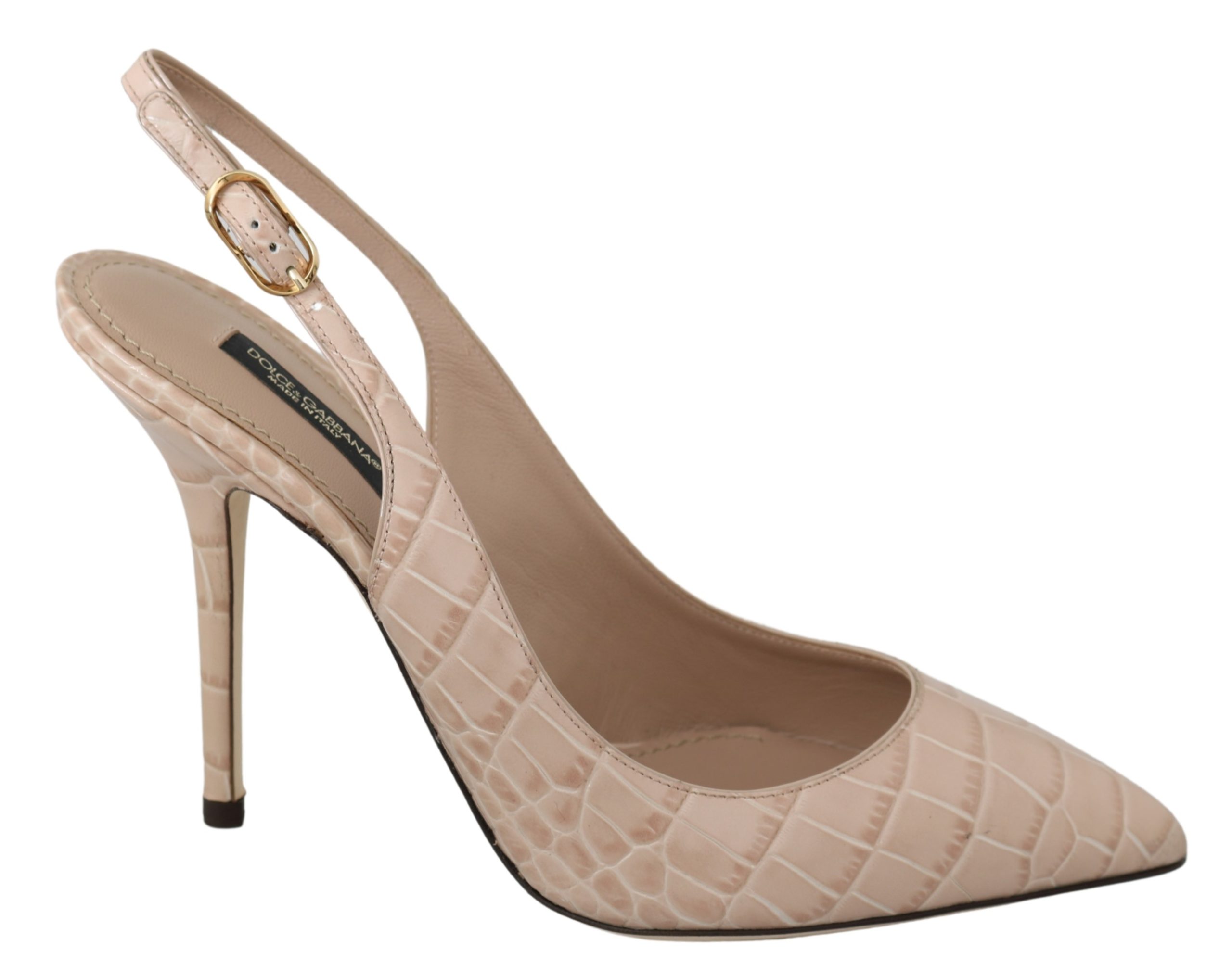 Dolce & Gabbana Women's Slingback Leather High Heels Beige LA6900 - EU39/US8.5