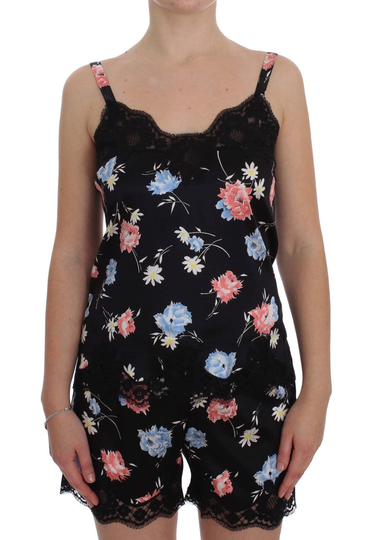 Dolce & Gabbana Women's Silk Lace Chemise Lingerie Top Black SIG30066-3 - IT4 | L