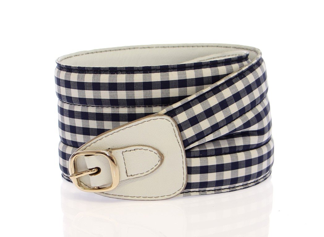 Dolce & Gabbana Women's Cotton Leather Logo Waist Belt Blue BHD10830 - 80 cm / 32 Inches