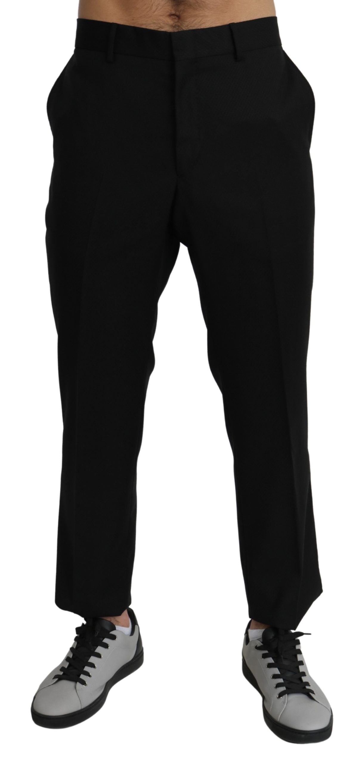 Dolce & Gabbana Men's Cotton Wool Formal Dress Trouser Black PAN71277 - IT56 | XL
