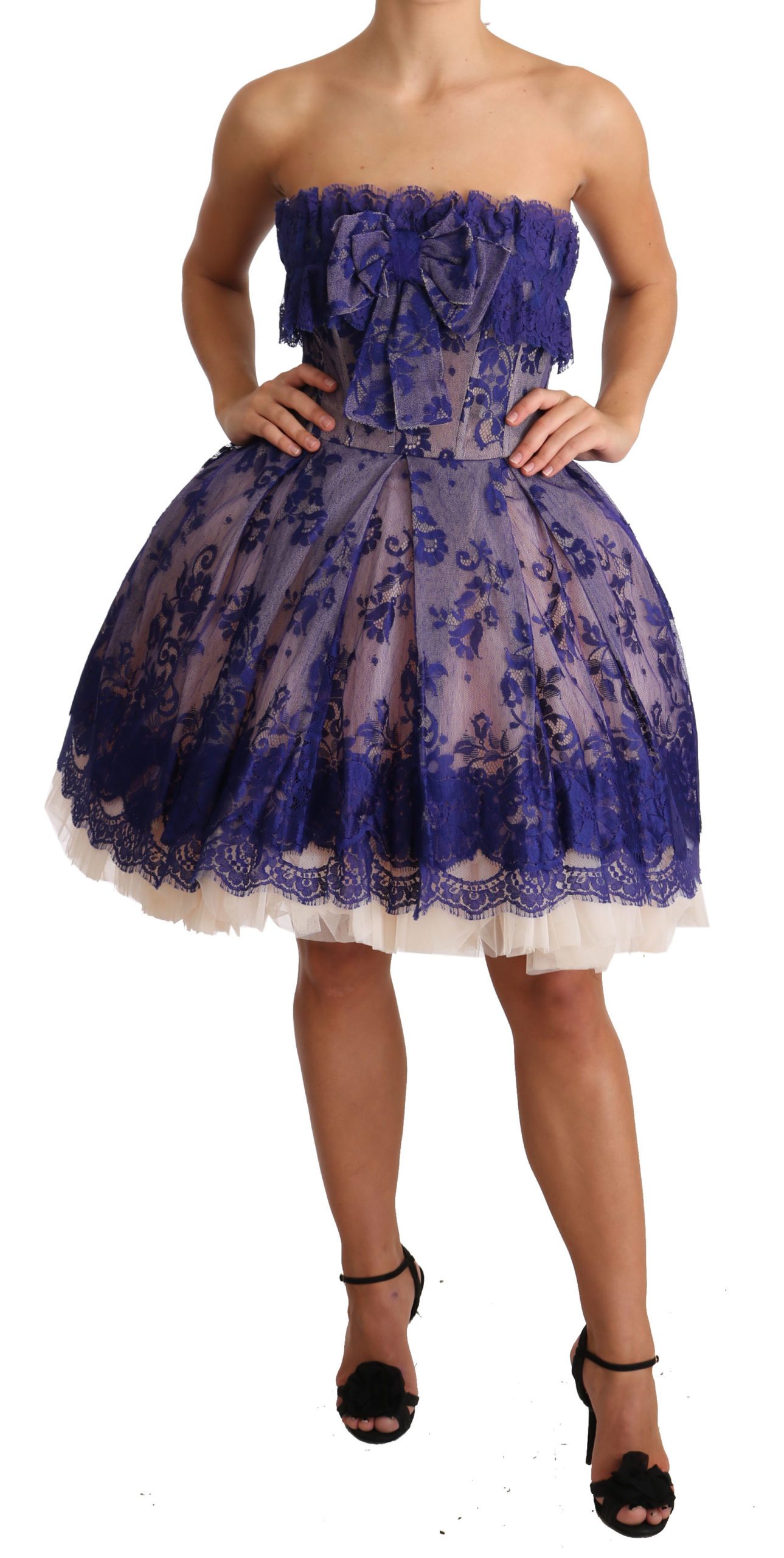 Dolce & Gabbana Women's Lace Ballerina Tulle Strapless Dress Purple DR1919 - IT40|S