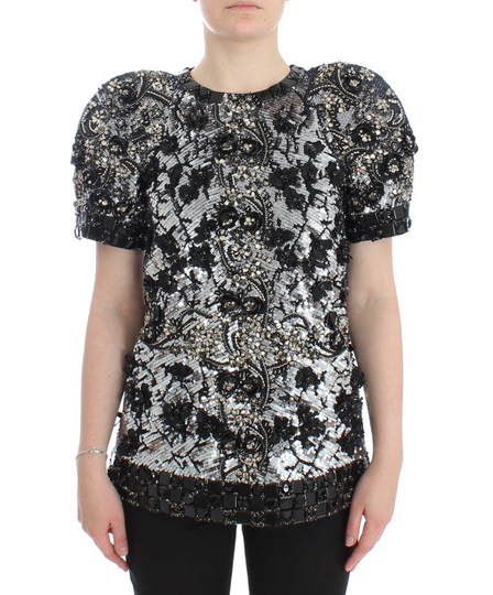 Dolce & Gabbana Women's Crystal Runway Top Silver SIG12481-1 - IT38|XS