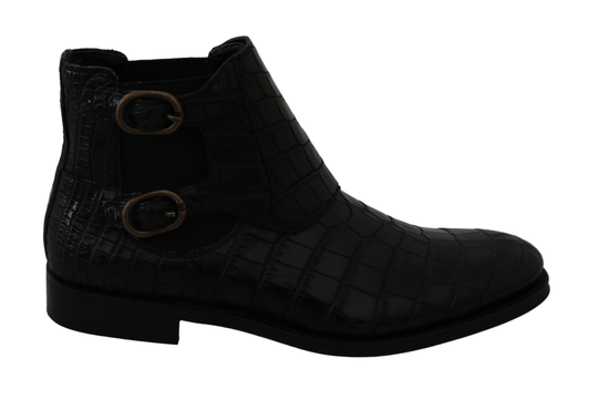 Dolce & Gabbana Women's Crocodile Leather Boots Black MV2672-39 - EU39/US6
