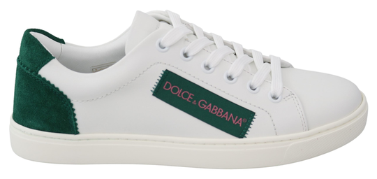 White Green Leather Casual Sneakers Shoes - EU35/US4.5