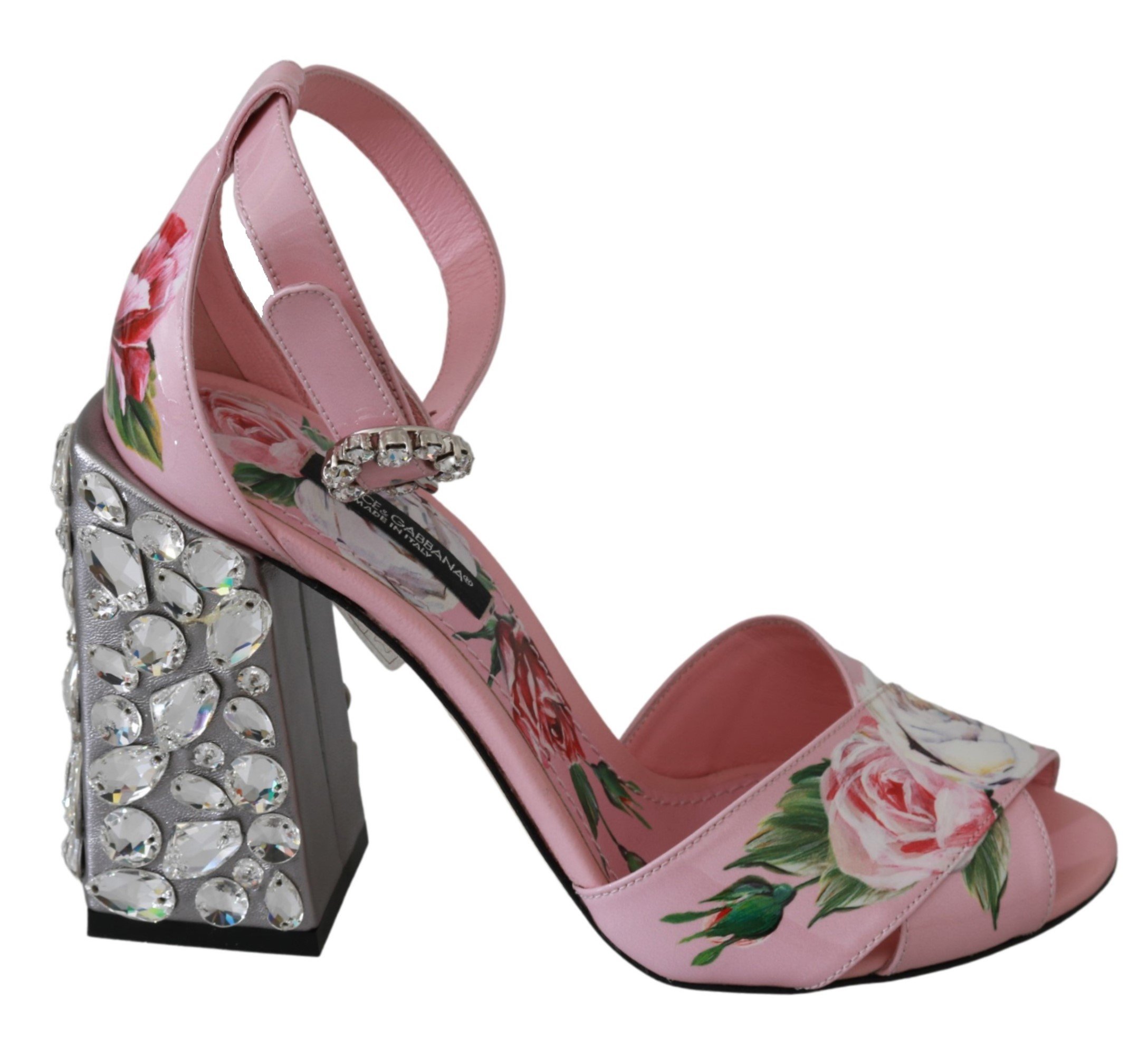 Dolce & Gabbana Women's Floral Leather Crystal Sandals Pink LA6515 - EU35.5/US5