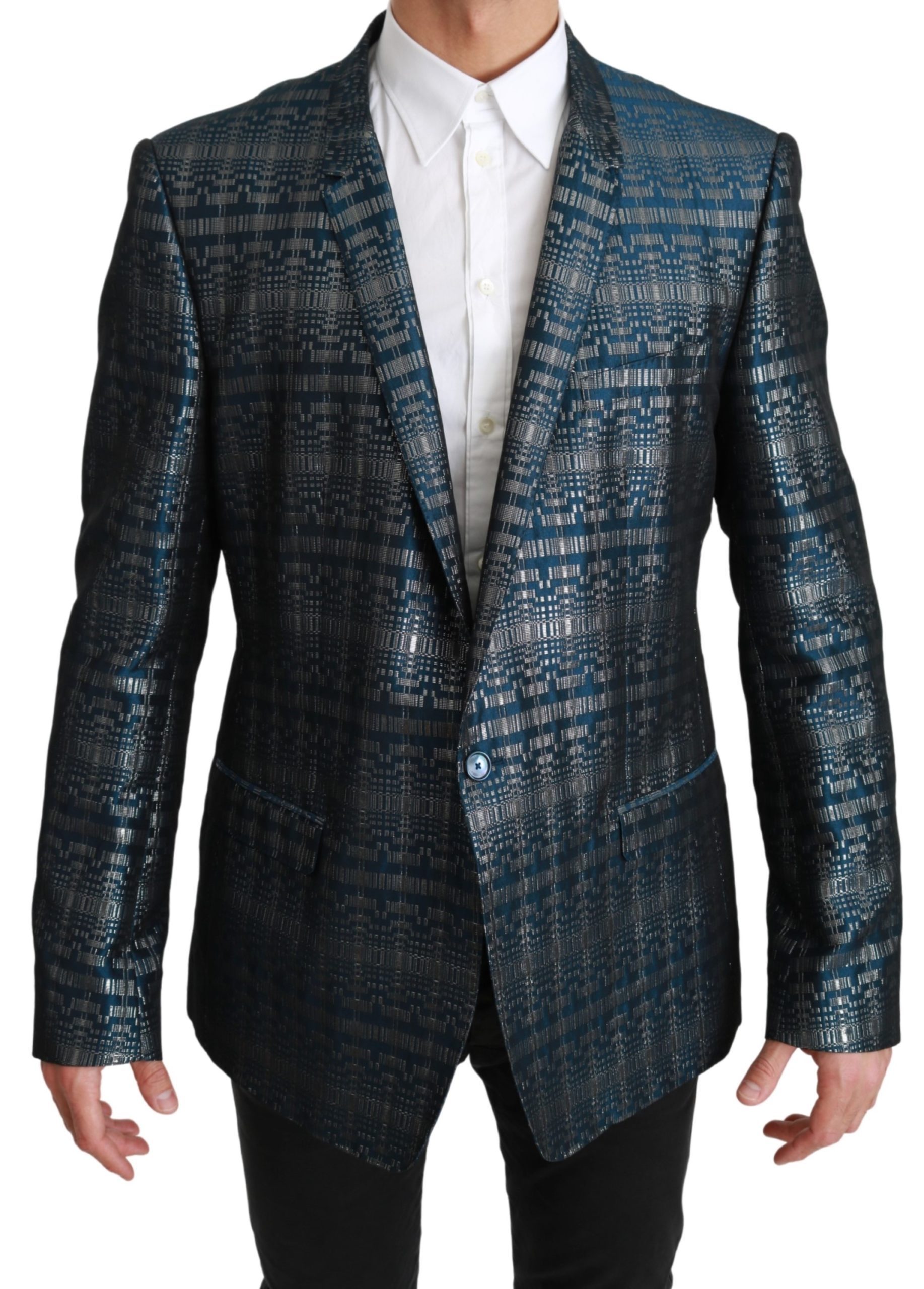 Dolce & Gabbana Men's Shiny GOLD Logo Blue JKT2605 - IT56 | XXL
