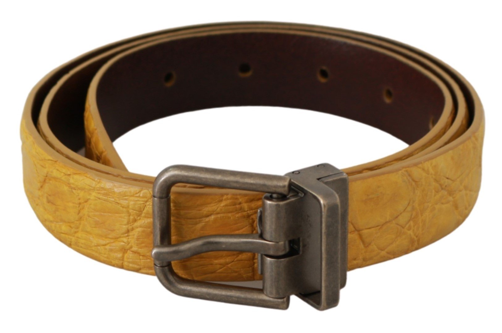 Dolce & Gabbana Men's Exotic Skin Leather Buckle Belt Gray BEL60628 - 100 cm / 40 Inches