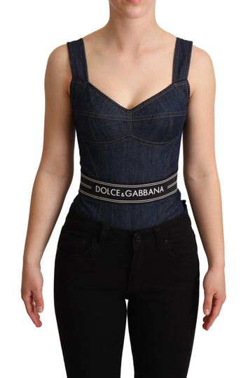 Blue Cotton Denim Sleeveless Hot Pants Dress - IT38|XS