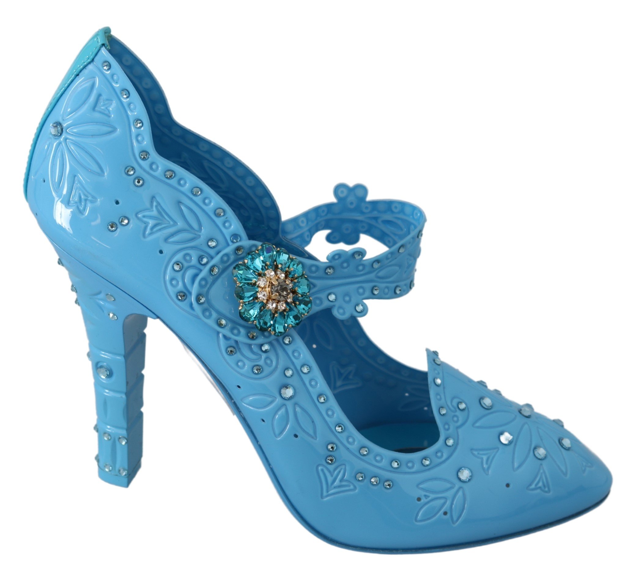 Dolce & Gabbana Women's Floral Crystal CINDERELLA Pumps Blue LA7294 - EU40/US9.5