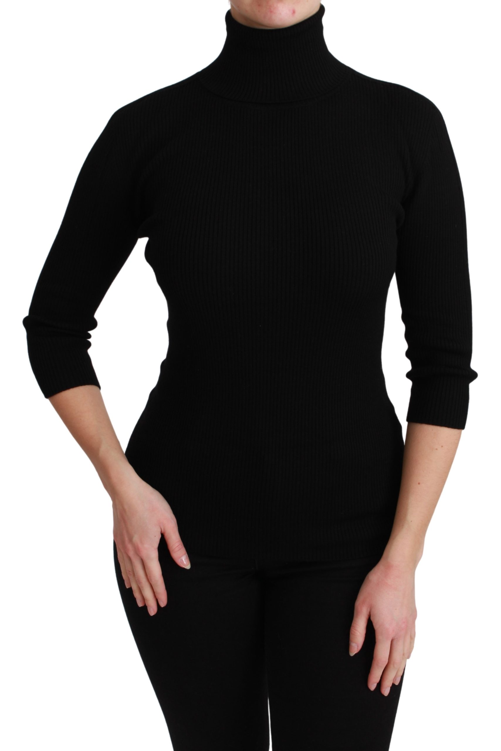 Dolce & Gabbana Women's Turtleneck Wool Pullover Sweater Black TSH4594 - IT42|M