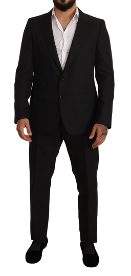 Black Fantasy Slim Fit Wool MARTINI Suit - IT50 | L