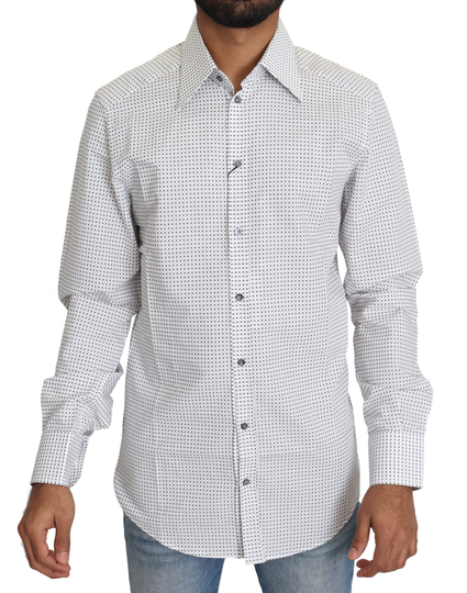 Dolce & Gabbana Men's Polka Dots Dress Shirt White TSH5487-39 - it39-s-de