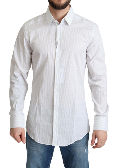 White Stripes Cotton Formal Dress Shirt - IT39 | S