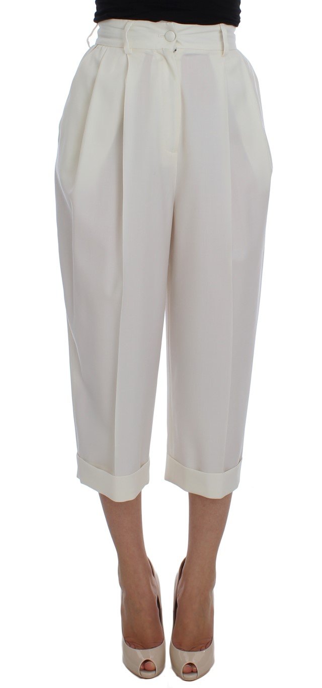 Dolce & Gabbana Women's Wool Capri High Waist Trouser White SIG20048 - IT40|S