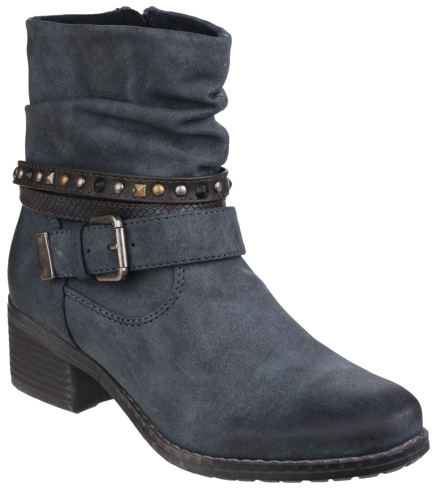 Divaz Women's West Zip up Ankle Boot Black 24273-40025 - Navy 3