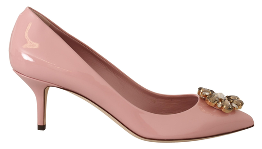 Pink Patent Leather Crystal Heels Pump Shoes - EU41/US10.5