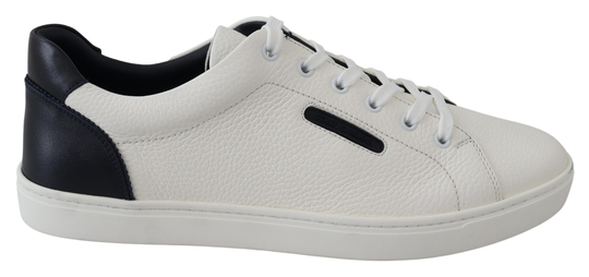 White Blue Leather Low Top Mens Sneakers Shoes - EU41.5/US8.5