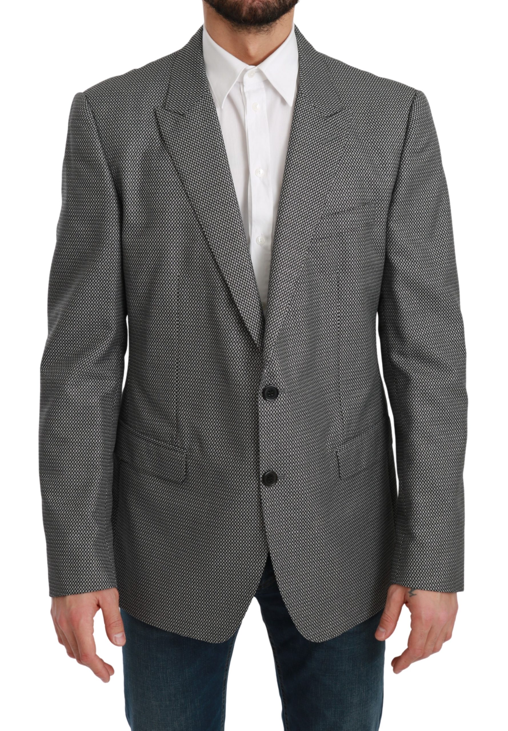 Dolce & Gabbana Men's Slim Fit Formal MARTINI Blazer Gray KOS1713 - IT54 | XL