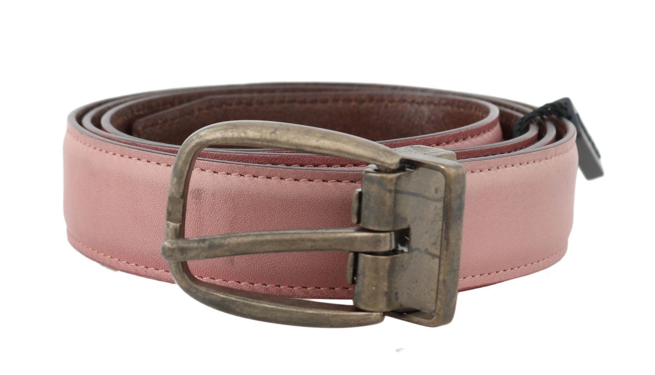 Dolce & Gabbana Men's Shiny Leather Vintage Buckle Belt Pink BEL50023 - 100 cm / 40 Inches
