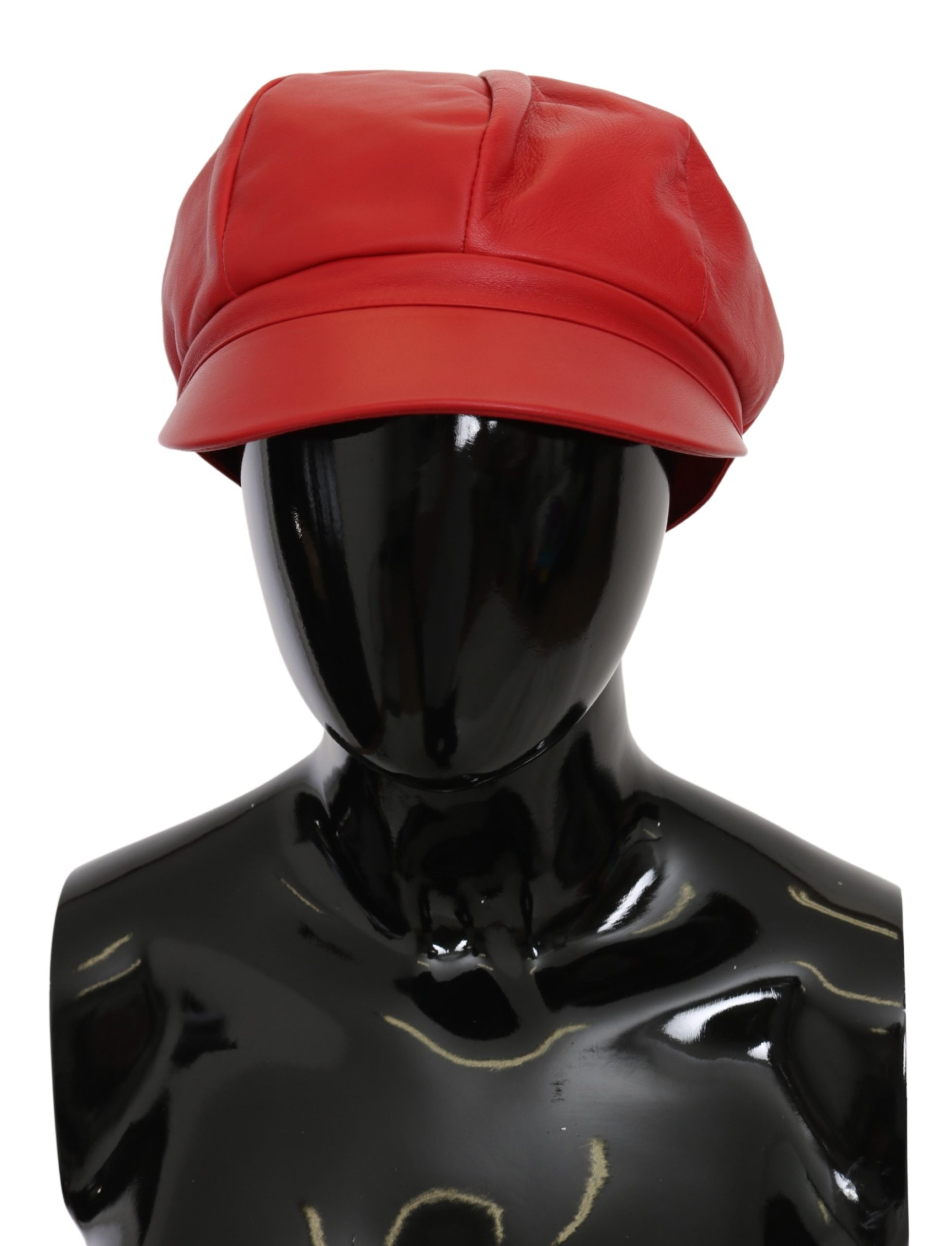 Dolce & Gabbana Women's Leather Logo Gatsby Hat Red HAT9087 - 58 cm|M
