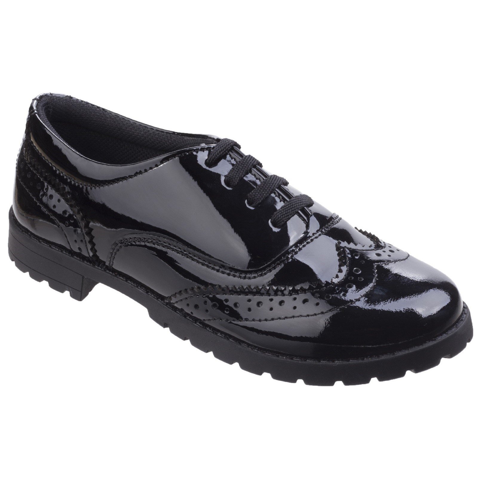 Hush Puppies Kid's Eadie Junior Patent School Shoe Black 32734 - Patent Black 2