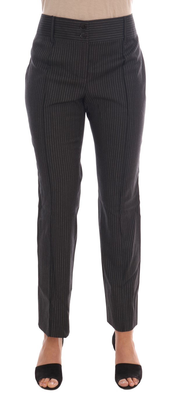 Dolce & Gabbana Women's Wool Stretch Slim Dress Trouser Gray BYX1132 - IT46|XL