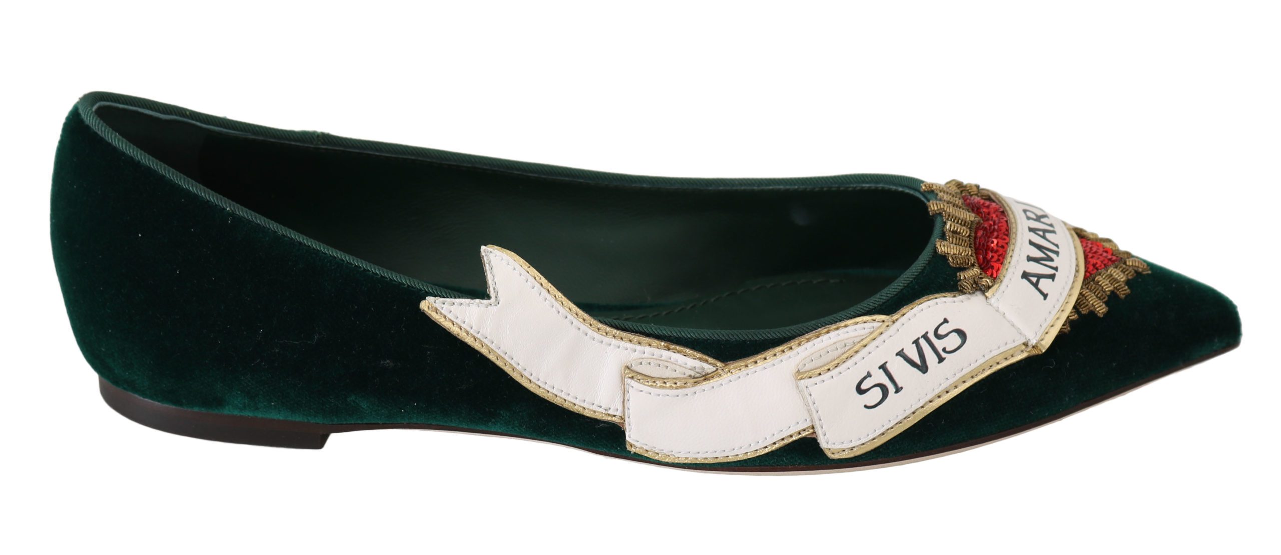 Dolce & Gabbana Women's Heart Flats Green LA6255 - EU36.5/US6