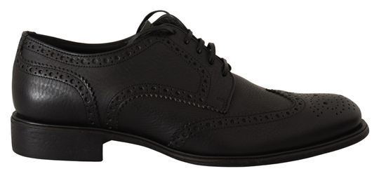 Black Leather Oxford Wingtip Formal Dress Shoes - EU40/US7