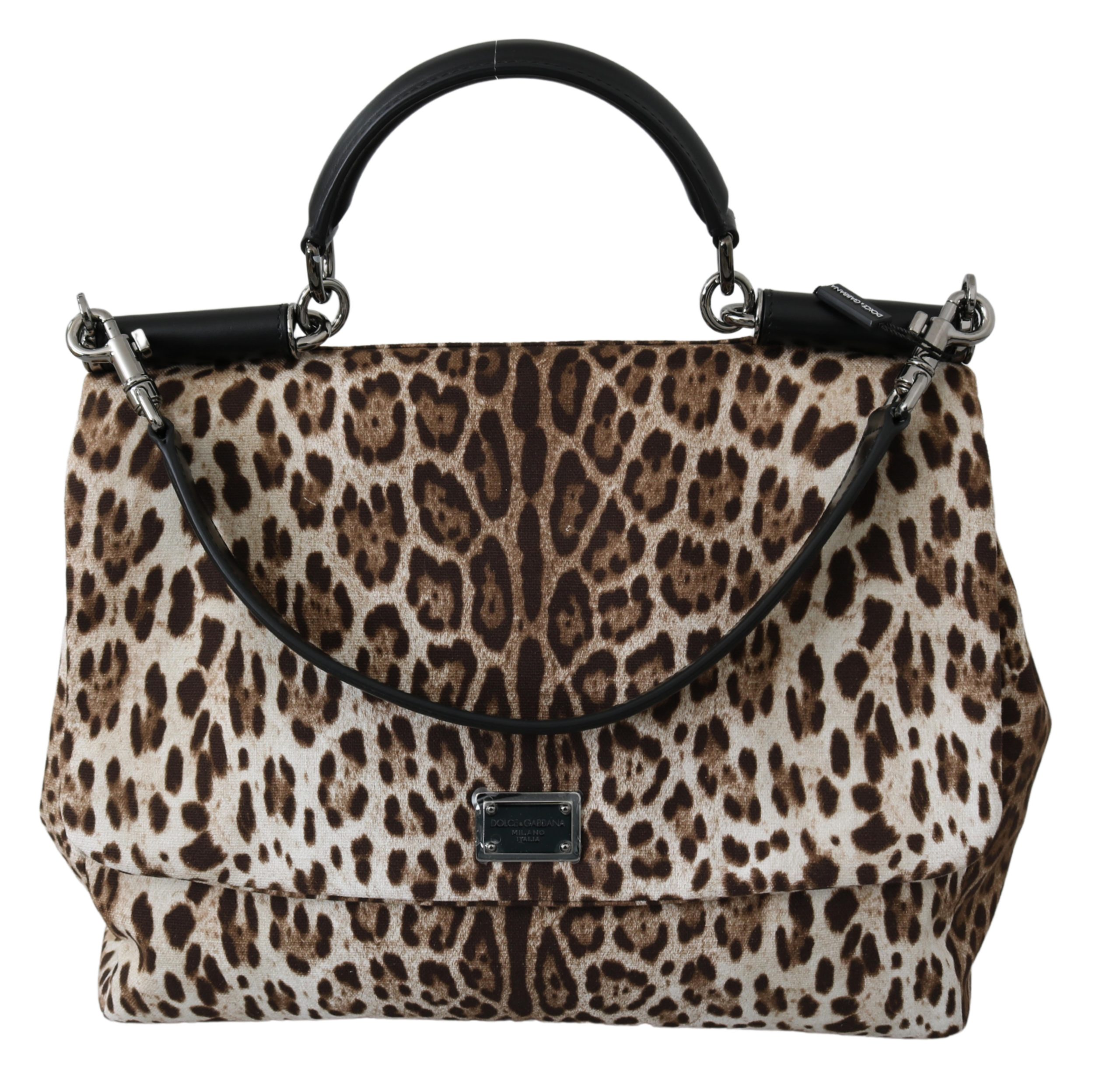 Dolce & Gabbana Women's Leopard Satchel Shoulder Bag Brown VAS9601