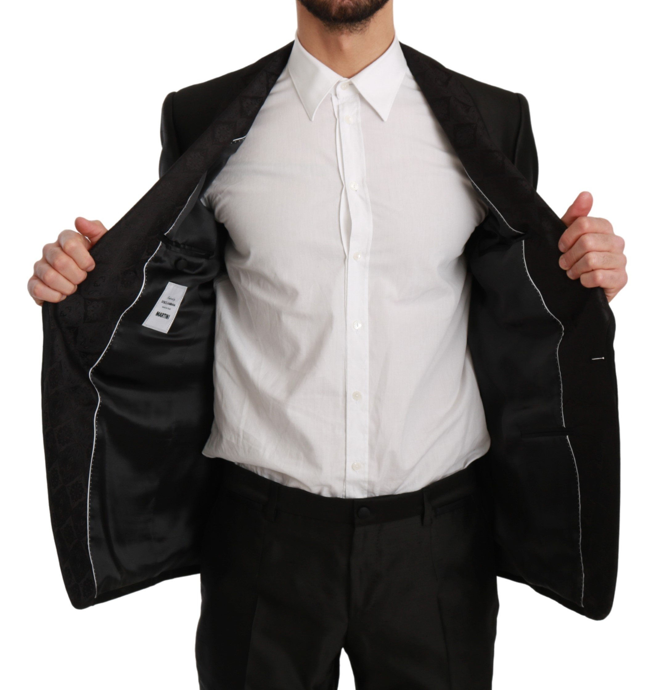 Dolce & Gabbana Men's Slim Fit 2 Piece MARTINI Silk Suit Black KOS1727 - IT48 | M