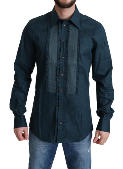 Blue Placket Cotton Dress Formal Shirt - IT39 | S