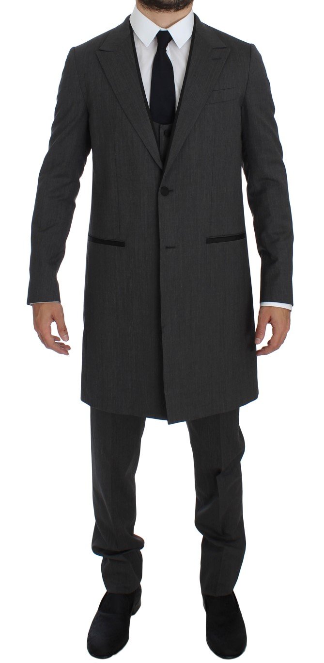 Dolce & Gabbana Men's Wool Stretch 3 Piece Long Blazer Suit Gray GTT10168 - IT46 | S