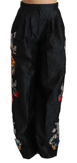 Dolce & Gabbana Brocade Floral Sequined Pants Black PAN70875-42 - IT42|M