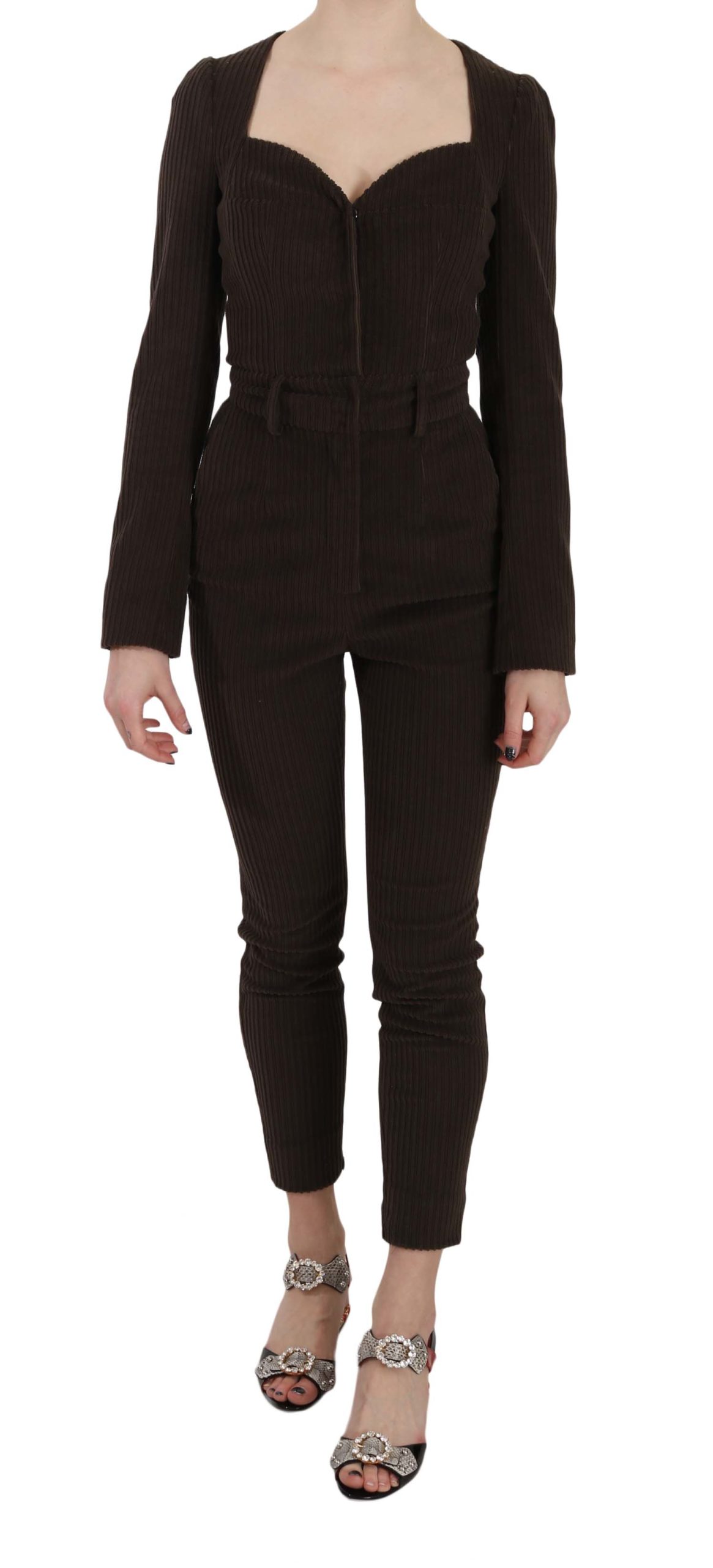 Dolce & Gabbana Women's Corduroy LS Cotton Dress Brown KOS1423 - IT40|S