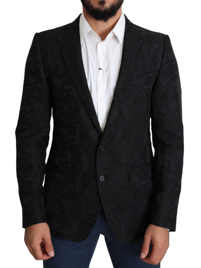Dolce and Gabbana Men's Floral Pattern Martini Blazer Black KOS1840-50 - IT50 | L
