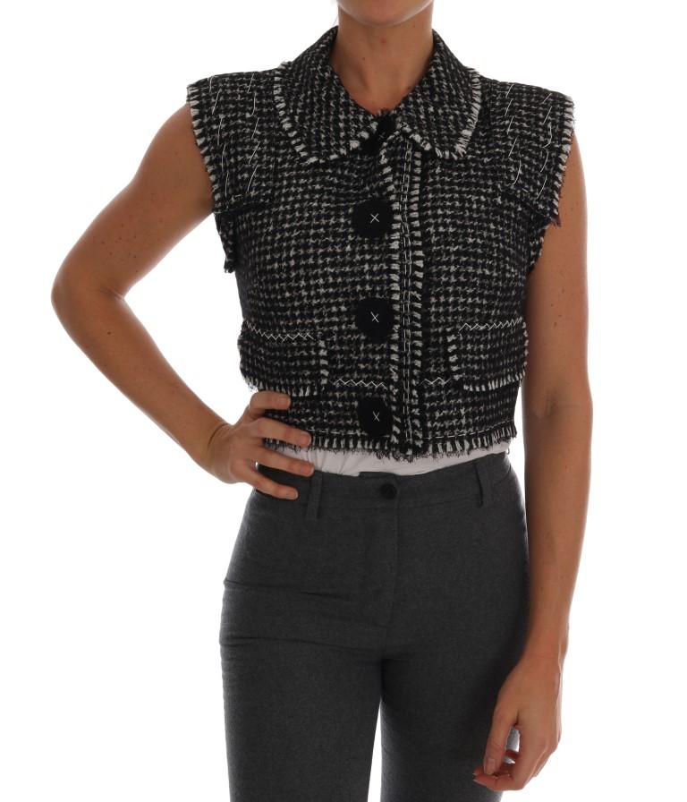 Dolce & Gabbana Women's Tweed Vest Jacket Gray TSH1631 - IT42|M