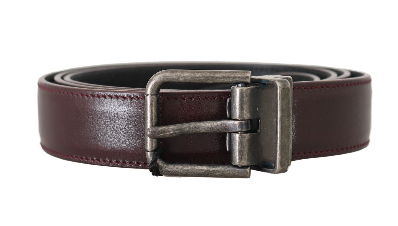 Dolce & Gabbana Men's Leather Brushed Buckle Belt Bordeaux BEL50192 - 110 cm / 44 Inches