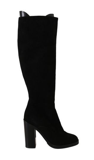 Black Suede Goatskin Knee High Boots - EU37.5/US7